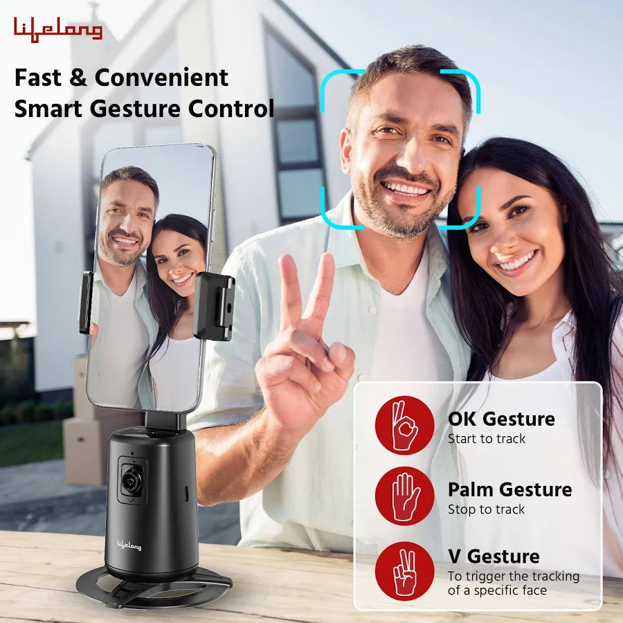 360 Degree phone tracking tripod phone holder