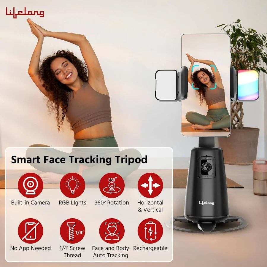 360 Degree phone tracking tripod phone holder